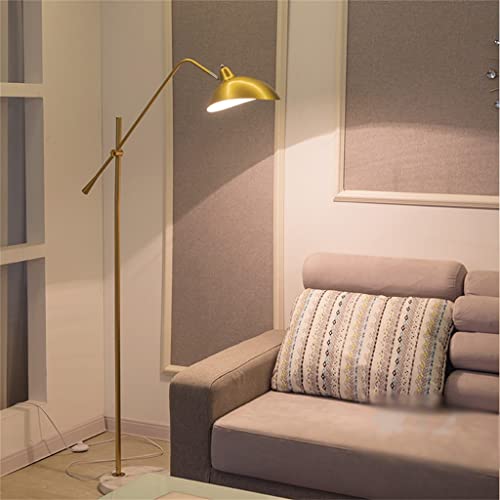 EESHHA Gold Floor Lamp with Marble Base - Adjustable Length Standing Lamp for Foyer and Living Room