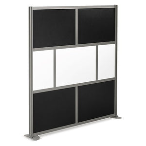 at Work Divider Panel 72"W x 78"H Black Laminate and White Laminate Inserts/Brushed Nickel Finish Aluminum and Steel Frame
