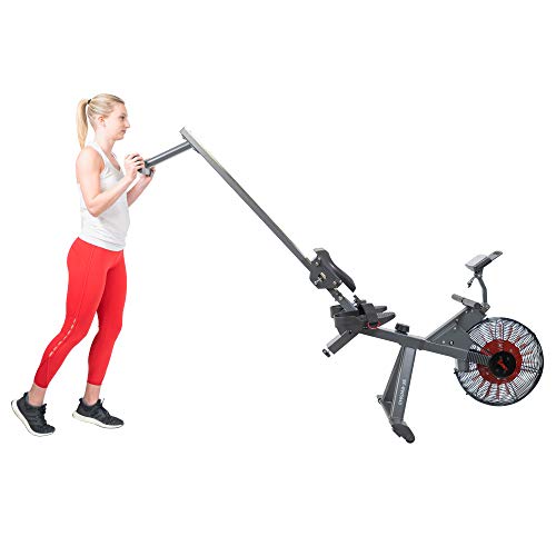 Sunny Health & Fitness Air Plus Magnetic Resistance Rowing Machine – SF-RW5940, Gray