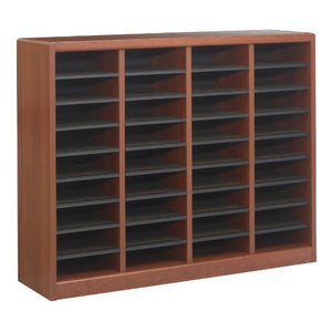 Safco Products E-Z Stor Wood Literature Organizer, 36 Compartment, 9321CY, Cherry, Durable Construction, Removable Shelves, Plastic Label Holders
