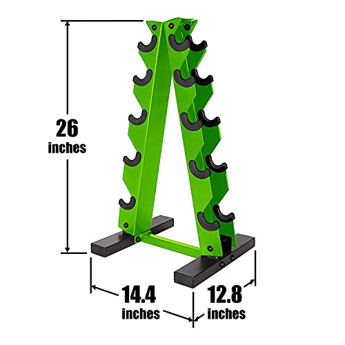 WF Athletic Supply 5-25Lb Rubber Coated Hex Dumbbell Set with A Frame Storage Rack Non-Slip Hex Shape for Muscle Toning, Strength Building & Weight Loss - Multiple Choices Available