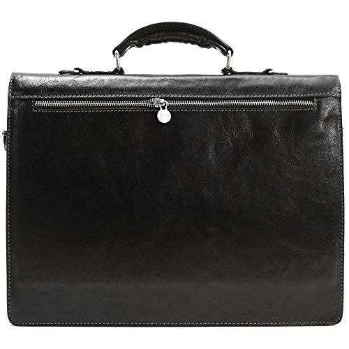 Floto Ponza Full Grain Leather Briefcase in Black
