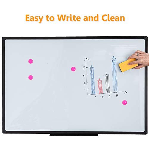 Large Magnetic White Board 60" x 48" Wall Mount Dry Erase Board with Pen Tray for Home Office Classroom Usage, Black Aluminum Frame