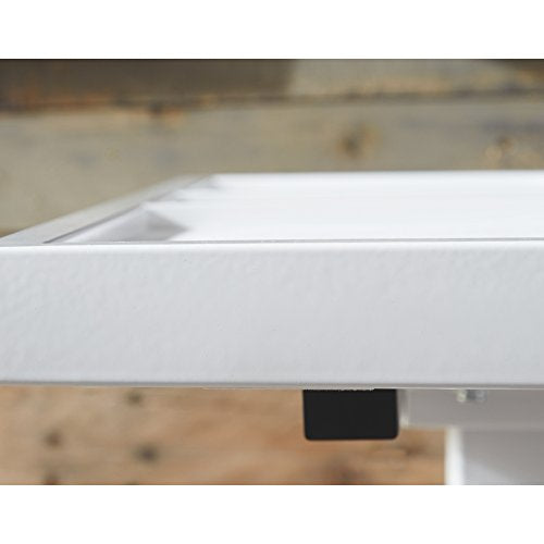 Ashley Furniture Signature Design - Baraga Electric Adjustable Home Office Desk - Power Cord Included - Contemporary - White w/ Frosted Glass Top