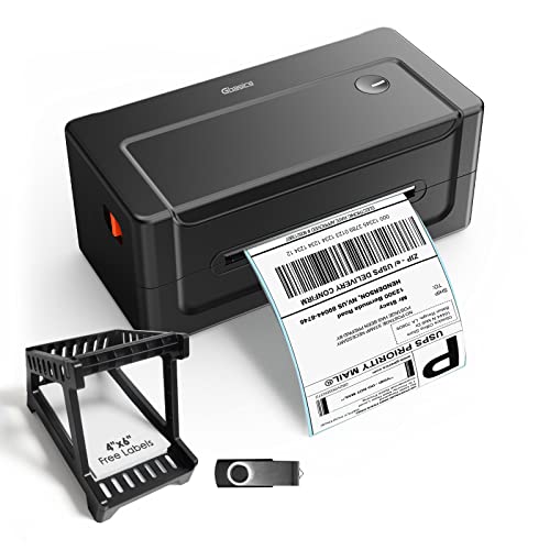 Shipping Label Printer - Gbasics Thermal Label Printer with Label Holder 150mm/s High-Speed Inkless Printing, USB 4x6 Label Printer for Amazon Shopify USPS, Support Windows/Mac OS/Linux(NO ChromeOS)