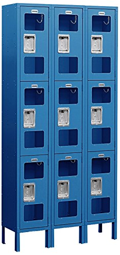Salsbury Industries 3-Tier See-Through Metal Locker, 6ft H x 12in D, Blue