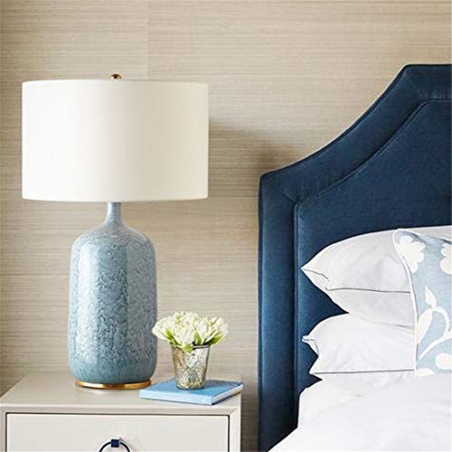 Desk Lamp with Fabric Shade Metal Base E27 for Bedroom Living Room Bookcase Cafe Hotel(Bulb is Not Included)