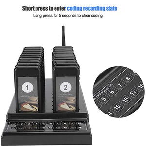BRANBREIS Restaurant Buzzer Pager System, Wireless 20-Channel Pager with Charging Indicator