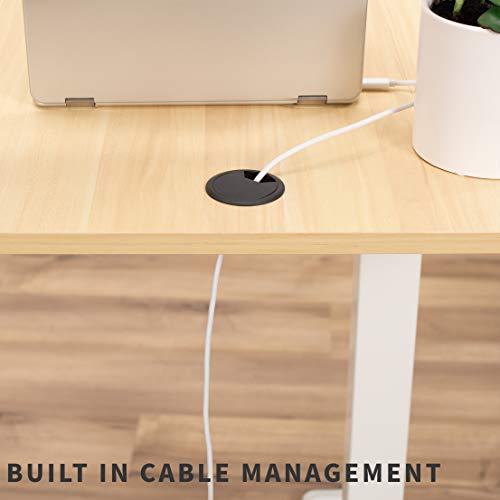 VIVO Electric Height Adjustable 63 x 32 inch Stand Up Desk, Complete Active Workstation with 3 Section Light Wood Table Top, White Frame, Touch Screen Controller, DESK-KIT-2EWC