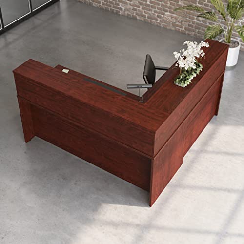 Sauder OfficeWorks Affirm Reception Station, Classic Cherry, 70.87" x 70.87" x 13.58