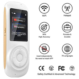 UsmAsk Portable Voice Translator, Smart Foreign Language Device, Wifi/4G, 2.4" Touch Screen, 70 Languages, White
