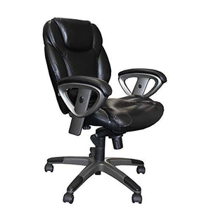 Mayline UL330MBLK Ultimo 300 Mid-Back Task Chair with Arms, Black Leather