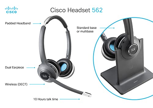 Cisco Wireless DECT Headset CP-HS-WL-562-S-US Charcoal