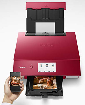 Canon TS8220 Wireless All in One Photo Printer with Scannier and Copier, Mobile Printing, Red, Works with Alexa