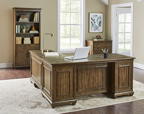 Martin Furniture Traditional Wood Writing Table, Office Corner Return Desk - Brown