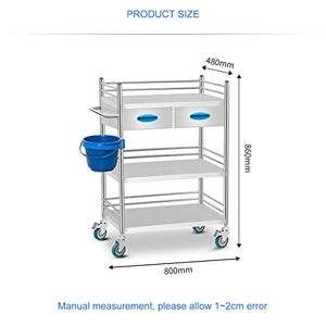 TILFI Stainless Steel 3-Tier Utility Rolling Cart with Drawer and Handle