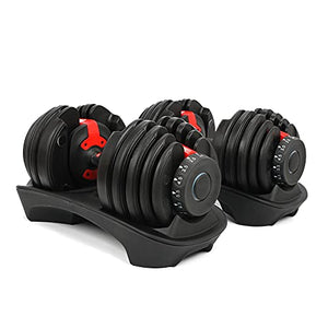 Adjustable Dumbbell Set of 2 - Fast Adjust Weight Dumbbells 5lb-52.5lb Free Weight Training Equipment for Man Women Exercise Strength Core Fitness at Home