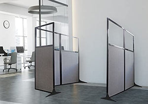 VERSARE Workstation Partition | Portable Wall Divider | Modern Office Cubicle | Free Standing Privacy Screen | Flexible Work Space | 66" x 70" with Window, Cloud Gray Fabric Panels
