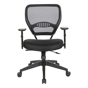 Office Star Space Seating 55 Series 24/7 Elite Ergonomic Office Chair with Breathable Air Grid Back, Lumbar Support, Memory Foam Seat, Icon Black Fabric