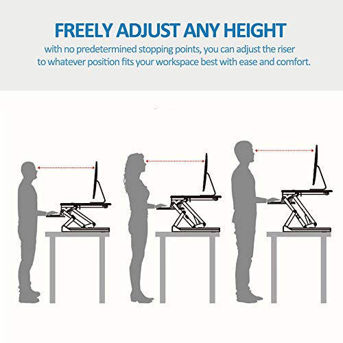 Height Adjustable Standing Desk Converter, 43" Electric Stand Up Desk Riser Sit Stand Desk Workstation fits Dual Monitors for Home Office,Black