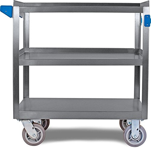 Carlisle FoodService Products Stainless Steel Utility Cart, 700 lbs Capacity, 33"x21"x36", 3 Shelf