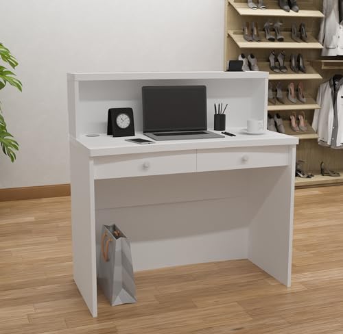 UGOS Modern Reception Desk with Transaction Counter | Laminate Desktop | Multifunctional Standing Front Desk (31.5 inch)