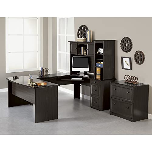 Realspace® Walnut U-Shaped Executive Desk - 65" Wide