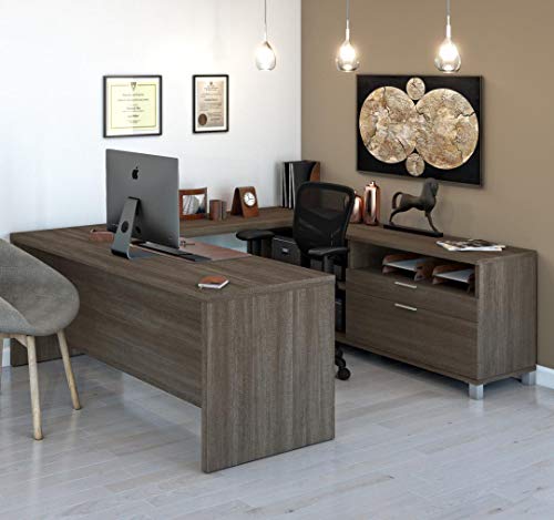 Bestar Pro-Linea U-Desk, Bark Grey