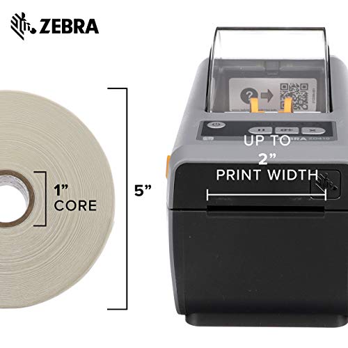 Zebra ZD410 Direct Thermal Printer Plus 2.25 X 1.25 in Z-Perform 2000D Thermal Labels Print Width of 2 in USB Bluetooth 1 in Core Labels 6 Rolls