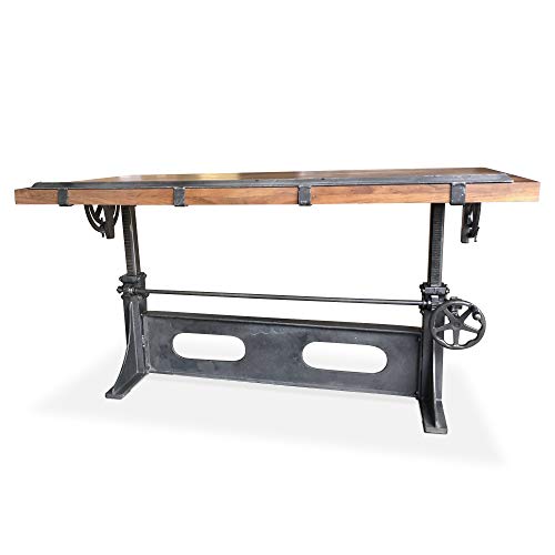 Industrial Adjustable Crank Drafting Desk - Tilt Top - Cast Iron Base 70"