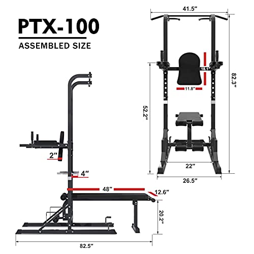 ER KANG Power Tower with Bench, 1000 LBS Pull Up Bar Dip Station, Pull Up Tower for Bench Press, Home Gym, Workout, Strength Training (2021 New)
