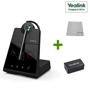 Yealink Compatible Jabra Engage 65 Wireless Headset Bundle with EHS Adapter, 9553-553-125-YEA | SIP T-Series Desk Phones, Bluetooth, PC/MAC, USB, Skype for Business (Convertible - EHS - Cloth)