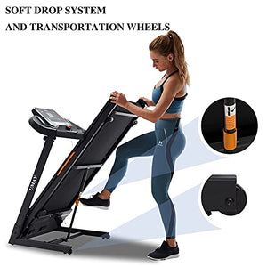 UMAY Folding Treadmill for Home with LCD Display, Exercise Runinng Machine with 12 Preset Programs & Manual Incline, Electric Proform Treadmill with Transport Wheels for Small Space