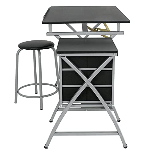 Adjustable Drawing Desk Drafting Table MDF with Drawers and Stool Supplies Adjustable Desk Craft Table Drafting Table Office Furniture Drawing Supplies Desk Drawing Table Craft Desk