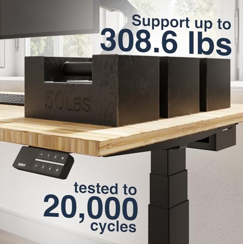 Desky Electric Standing Desk - Dual Motor Bamboo Desk - 72x30, 3 Stage Adjustable Height - Cable Management