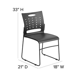 Flash Furniture Stack Chair 5 Pack - 881 lb. Capacity Black Sled Base, Air-Vent Back