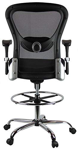 Harwick Deluxe Mesh Drafting Stool with Arms Black