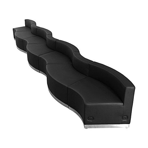 Offex Black Leather Reception Configuration - 7 Pieces