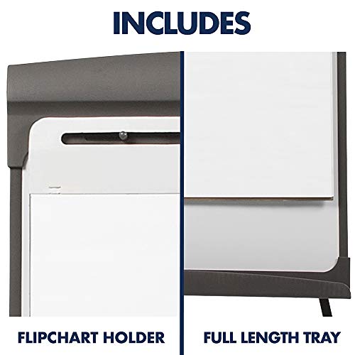Quartet Easel, Magnetic Whiteboard/Flipchart, 27" x 35", 70" Tall, Graphite (67E)