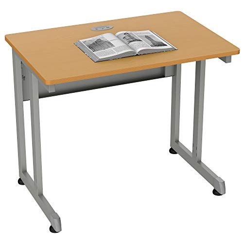 Linea Italia, Training or Seminar Small Easy to Assemble Metal Computer Desk with Wood Top | Laptop Table for Home or Office, 36" x 24", Maple
