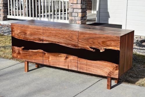 Lschool Black Walnut Resin River Credenza