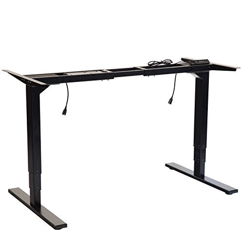 Lihidesk LJ202 Electric Height Adjustable Standing Desk Frame Only/Sit Stand - Dual Motors Electric Motorized Desk Base with LCD Digital Memory Keyboad, 3 Segments (Black)