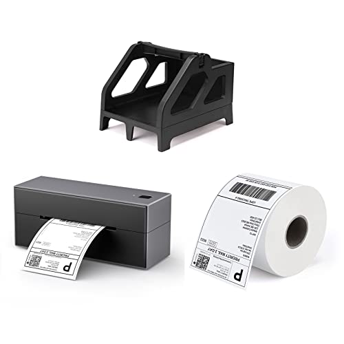 MUNBYN Bluetooth Thermal Label Printer & Label Holder、Thermal Direct Shipping Label (Pack of 500 4x6 Per Roll Labels)