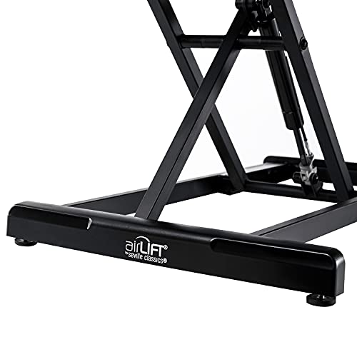Seville Classics airLIFT Workstation Ergonomic Dual Monitor Riser with Keyboard Tray and Phone/Tablet Holder, Compact (30"), Black/Black