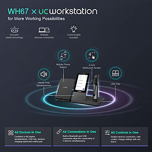 Yealink WH67 Wireless DECT Headset - Teams Certified, Mono Office Headset - USB & Bluetooth Connectivity - Speakerphone - 7 Hrs Talktime - 394 ft Range