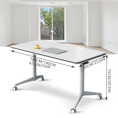 Ptosziav Folding Conference Table Set of 4, White, 140x60cm