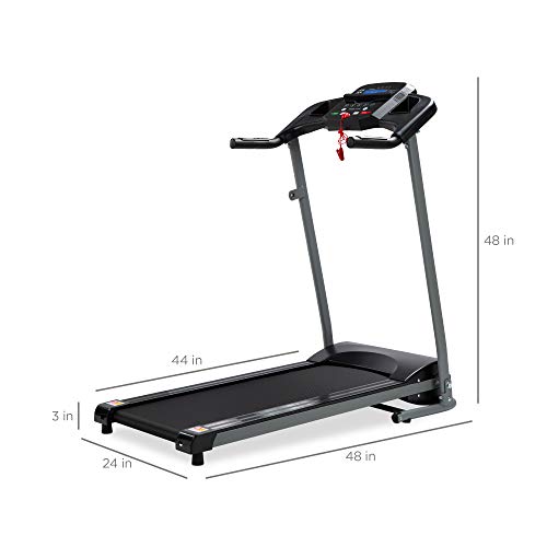 Best Choice Products 800W Folding Electric Treadmill, Motorized Fitness Exercise Machine for Home Gym, Cardio Training w/Wheels, Safety Key, Heart Sensor - Black