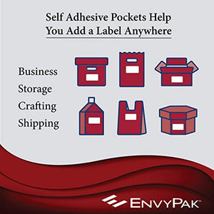 EnvyPak Full Page Pocket/Holder, Peel and Stick Adhesive, Top Loading, Clear, Holds 8.5” x 11” Sheet - Box of 500