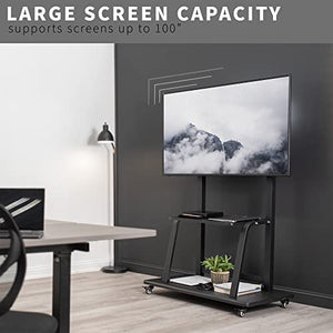VIVO Heavy Duty Mobile TV Cart for 42-100 inch Screens up to 330 lbs, Black - STAND-TV100C