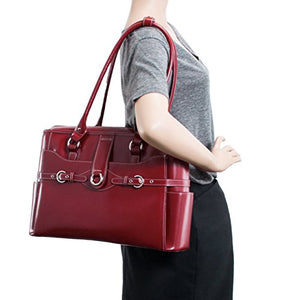 McKlein, W Series, Willow Springs, Top Grain Cowhide Leather, 15" Leather Ladies' Laptop Briefcase, Red (96566)